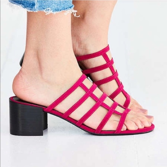 Urban Outfitters Shoes - UO Fucsia Caged Lattice Vegan-Suede Mules 💕🛍